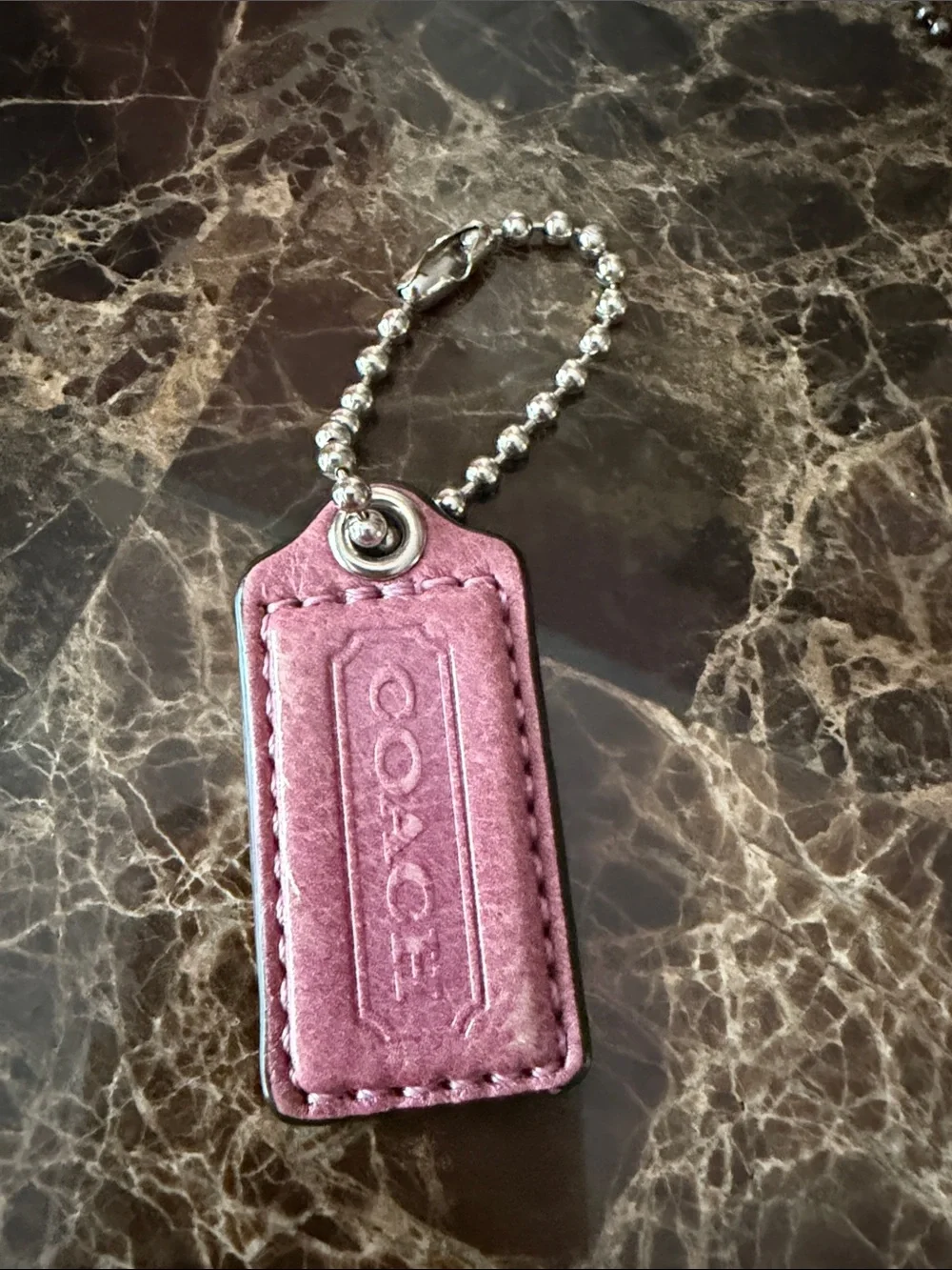 Coach Dusty Rose Suede Key Tag